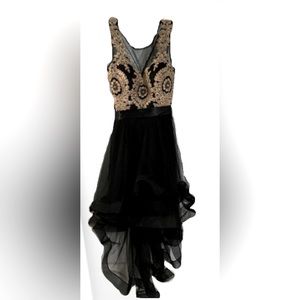 Black and gold High low dress